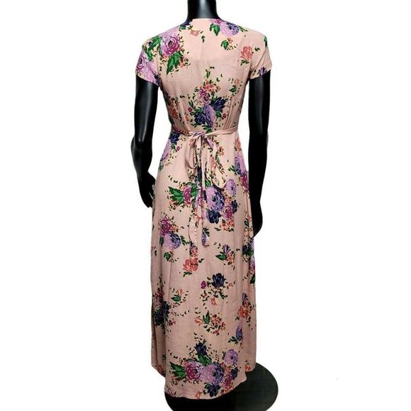 & Other Stories 4 Dusty Rose Pink Boho Floral‎ Wrap Tie Waist Summer Dress - Picture 7 of 12